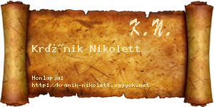 Kránik Nikolett névjegykártya